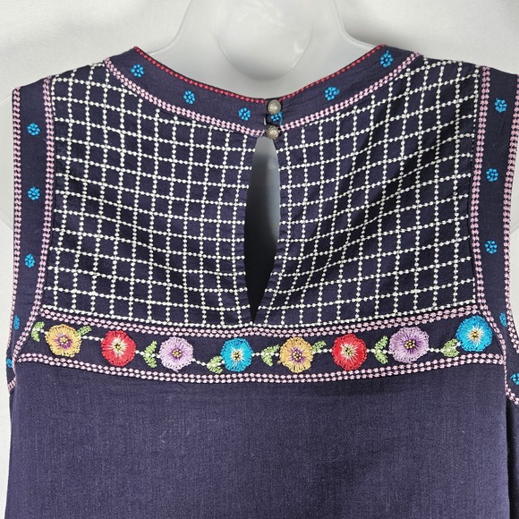 Maeve Anthropologie Shift Dress 8 Kira Floral Embroidered Sleeveless Tunic Lined - Picture 12 of 15